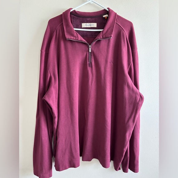 Tommy Bahama Burgundy Pullover 1/4 Zip Pima cotton XXL Tall - Picture 1 of 14